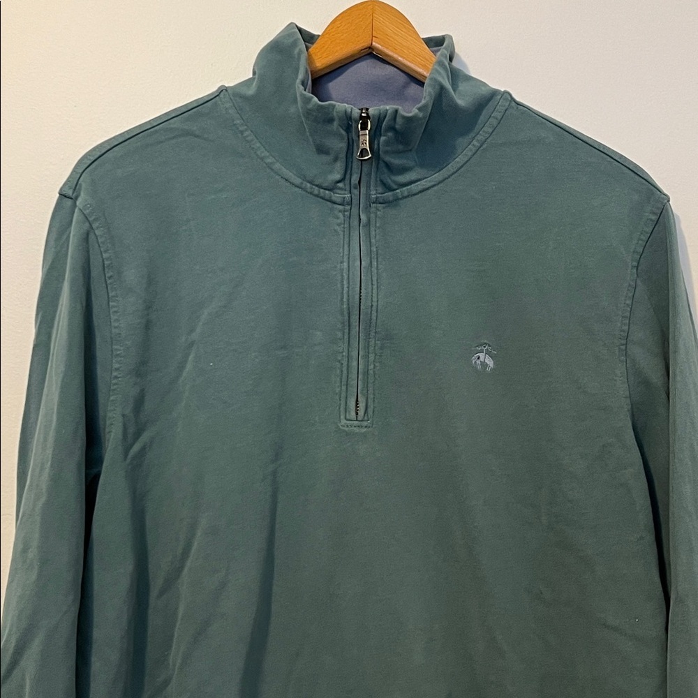BROOKS BROTHERS 1818 Cotton Knit Quarter 1/4 Zip Pullover Logo Mens Large Preppy